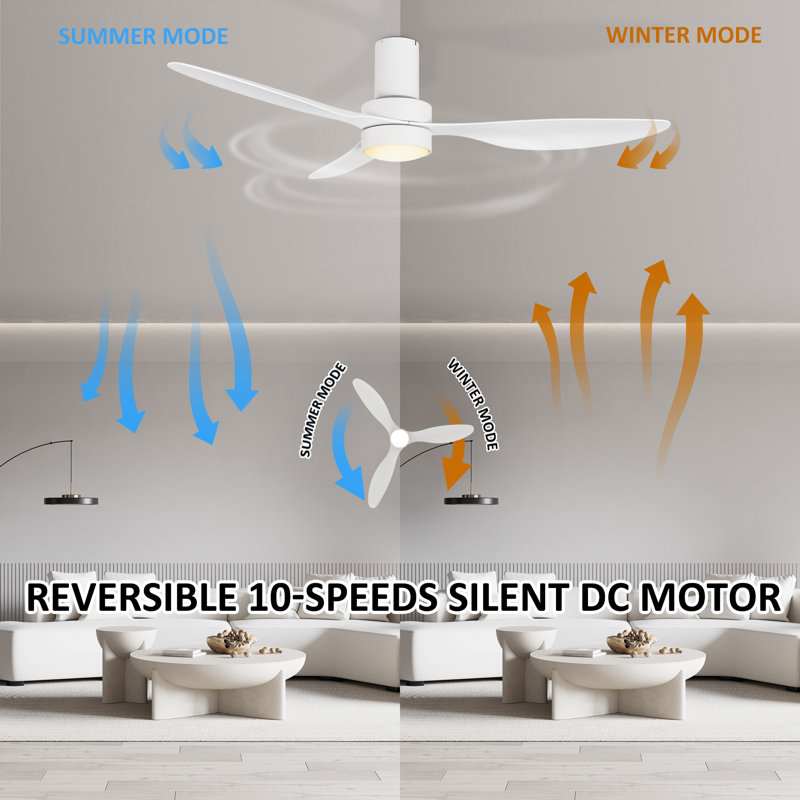 Georgel 52'' Ceiling Fan with LED Lights, White