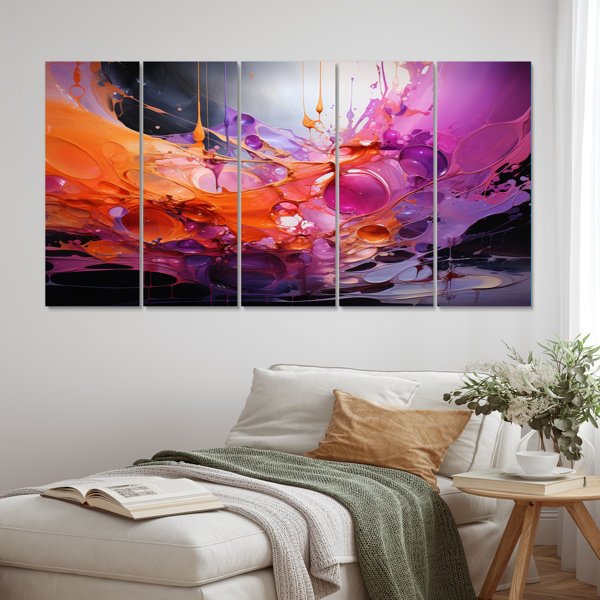 Wrought Studio Orange Purple Abstract Fractal Collage Reflections 5 ...