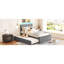 Lit plateforme gris avec lit gigogne gris - Structure en panneau de particules et revêtement en gris-452072386-452072387