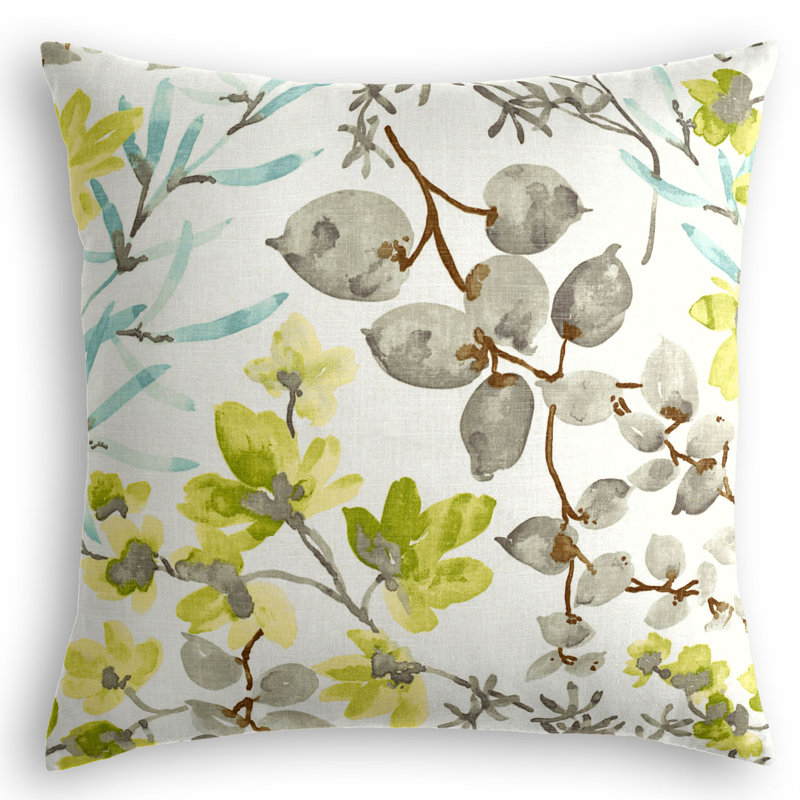 Awash In The Park Linen Square Pillow Cover & Insert, 20" x 20", Gray/Green/White