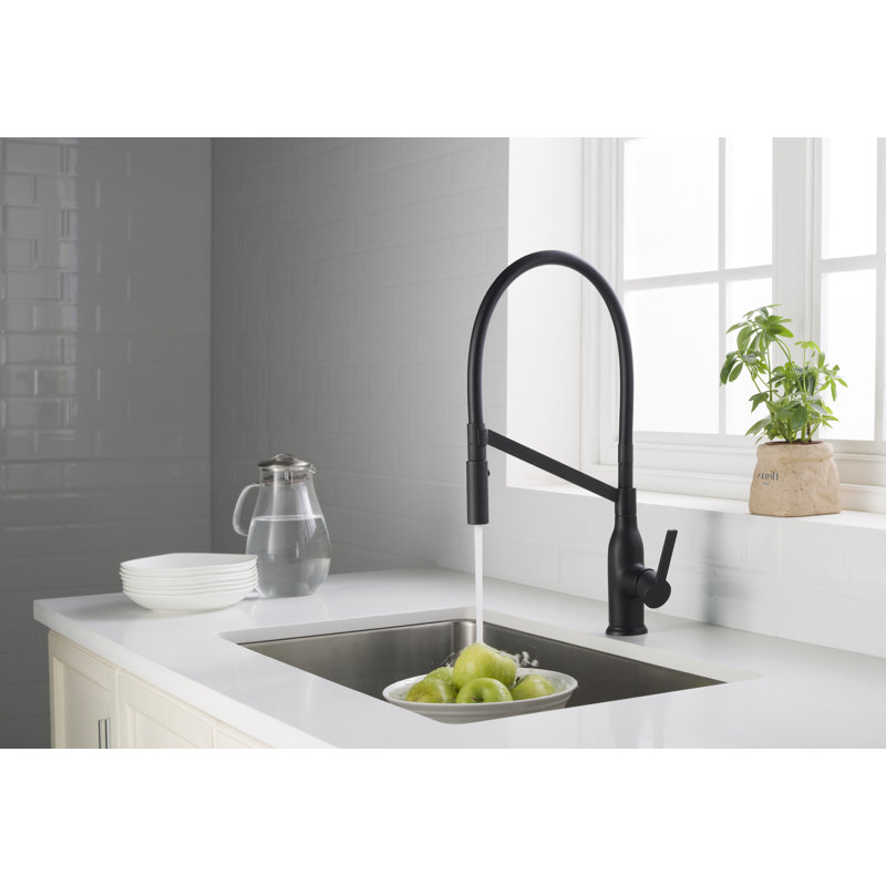 Robinet de cuisine à poignée simple pull out Murray, Noir mat