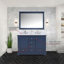 Meuble-lavabo double bleu marine 48 po X P 22 po D, plateau en marbre de culture et Miroir-117984878