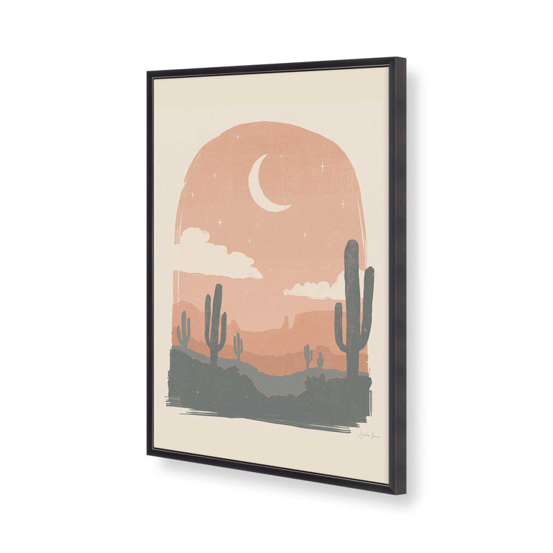 Impression de silhouettes de cactus II, Cadre de coin ouvert en zinc patiné, H 15,25 po x l 12,25 po