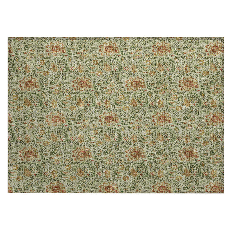 Fareham Washable Floral Indoor / Outdoor Rug, Rectangle 1'8" x 2'6"