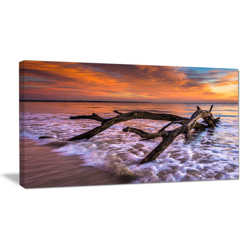 Large Coastal Blue and Beige Canvas Print