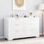 Commode moderne cannelée à 6 tiroirs de 127 cm (50 po) avec poignée en métal, design à profil incurvé, meuble de rangement moderne pour salon ou entrée.-1041793954-1054920429