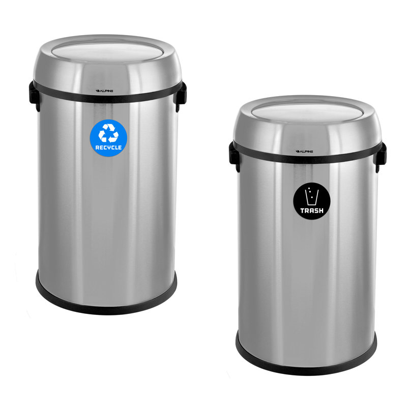 Poubelle de recyclage en acier inoxydable 17 gallons et compost poubelle avec couvercle pivotant