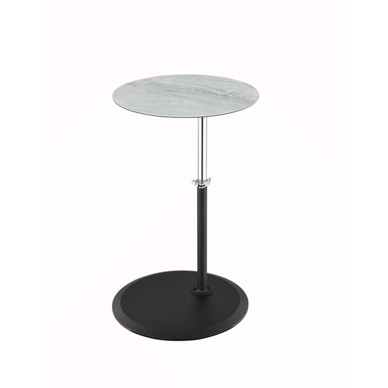 15.5"W End Table With Height Adjustable Gray Marble Textured Top