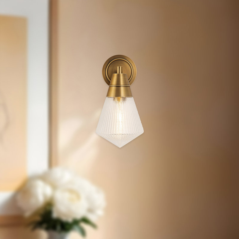 Willard 1 - Light Bath Sconce, Vintage Brass, Clear Prismatic