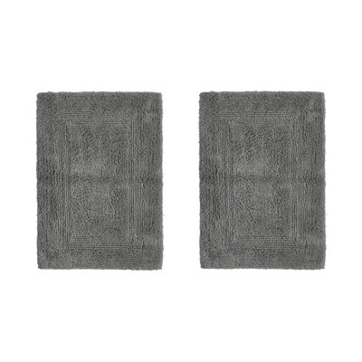 Lux Premium 100% Cotton 2370 GSM 2-Piece Bath Rug Set, Ultra Soft Super Absorbent Reversible Tufted Bathroom Mats, Machine Washable, OEKO-TEX® Certified Bath Rugs for Bathroom, Shower & Tub, Gray