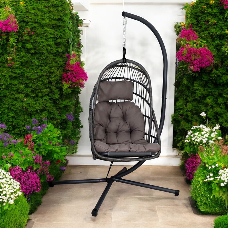 Egotistic Pod Chair with Grey Rattan and Rope Weave