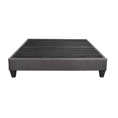Dark Gray Upholstered Twin Bed Base - - Fabric Contemporary In Fade