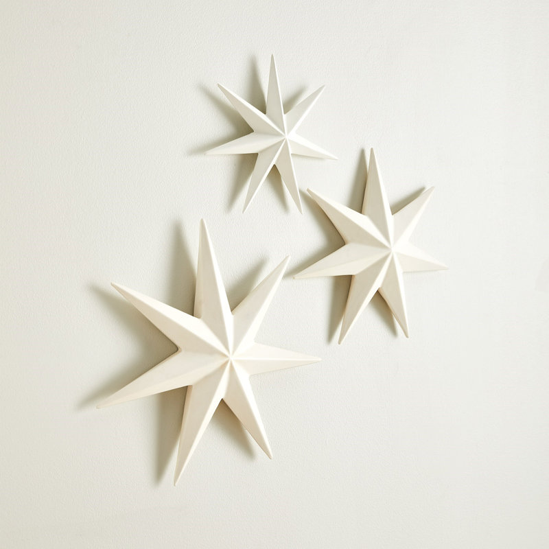 Stellar Handmade Ceramic Wall Decor, 10" H x 10" W x 2.5" D, Gold