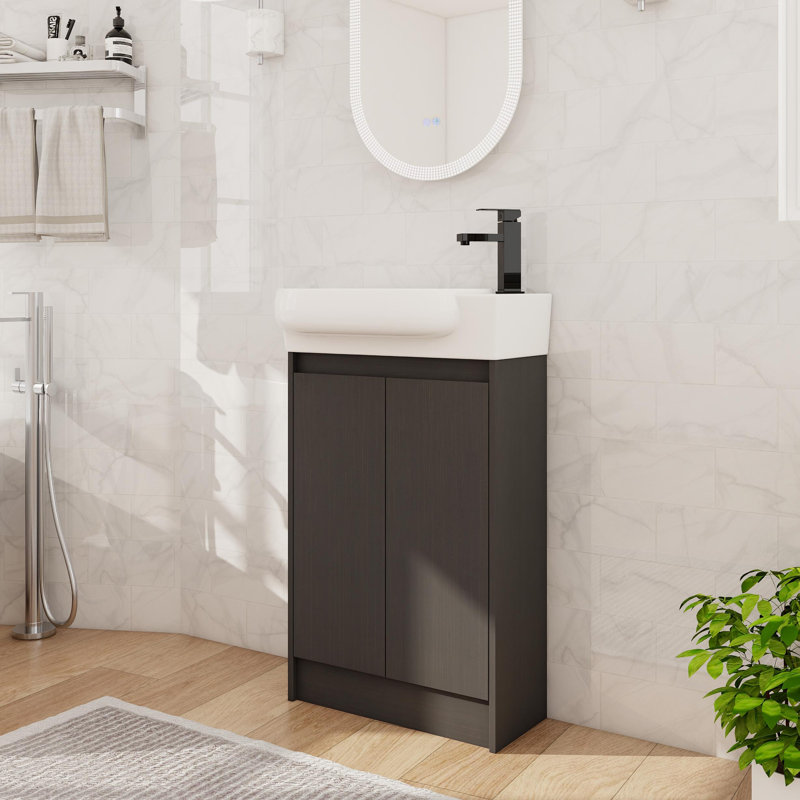 23" Bathroom Vanity With Sink, Freestanding Bathroom Vanity With Soft Close Door And Adjustable Shelf, Black Chestnut