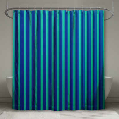 Blue Vertical Stripes Shower Curtains Extra Long
