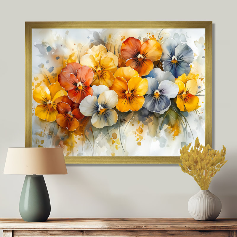 Hutchings - Floral Wall Art, Reproduction encadrée d'une seule photo, H 12 po x l 20 po, Doré