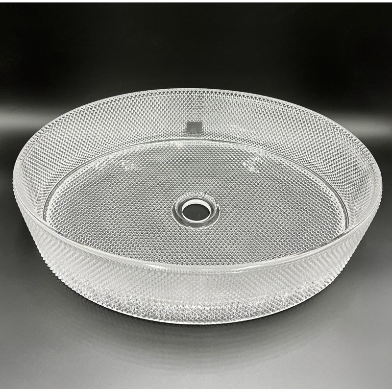 Vasques décoratives ovales en cristal 20 "avec base blanche 30", Transparent
