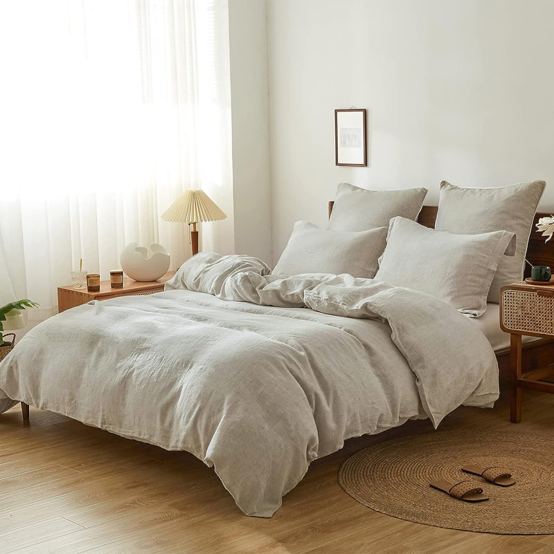  Ensemble de housse de couette en lin et insert, Grand lit