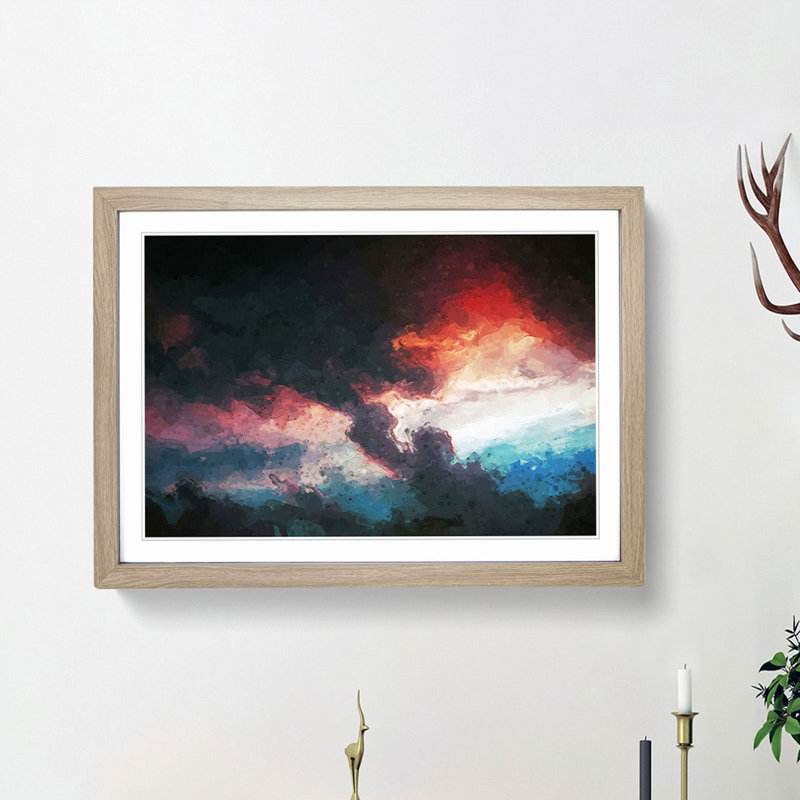 Dancing Sky in Abstract - Picture Frame Graphic Art Print, 27cm H x 36cm W x 2cm D, Oak Framed