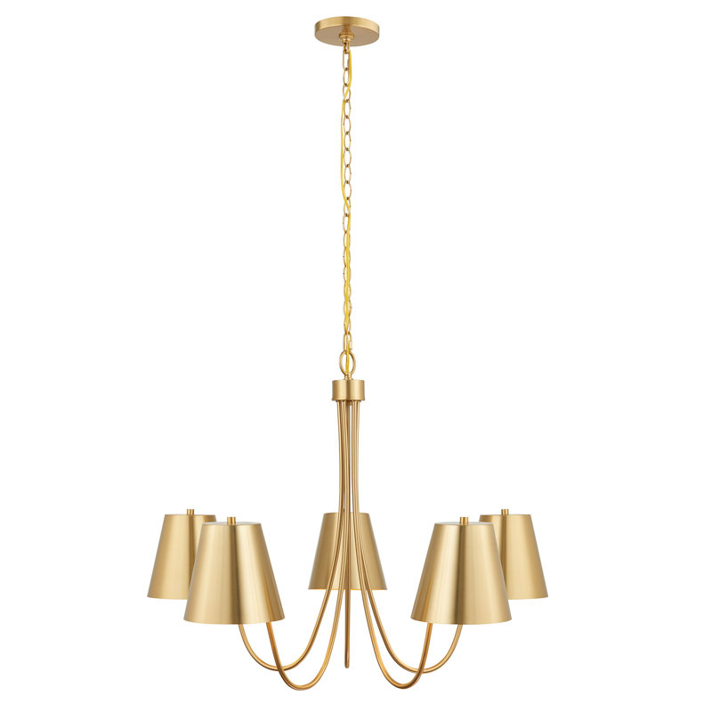 Ontonio 5-Light Chandelier in Natural Brass, Natural Brass