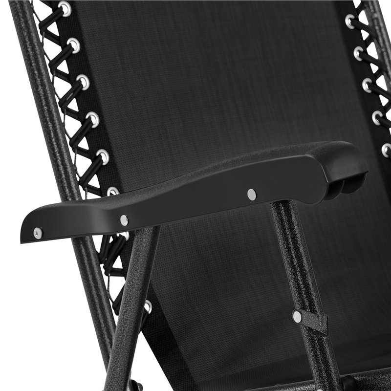 Chaise berçante d'extérieur pliable en acier, Noir