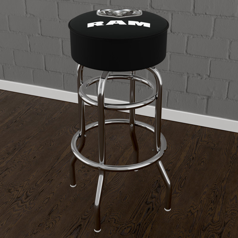 Swivel Upholstered Counter Stool with Metal Frame, Black