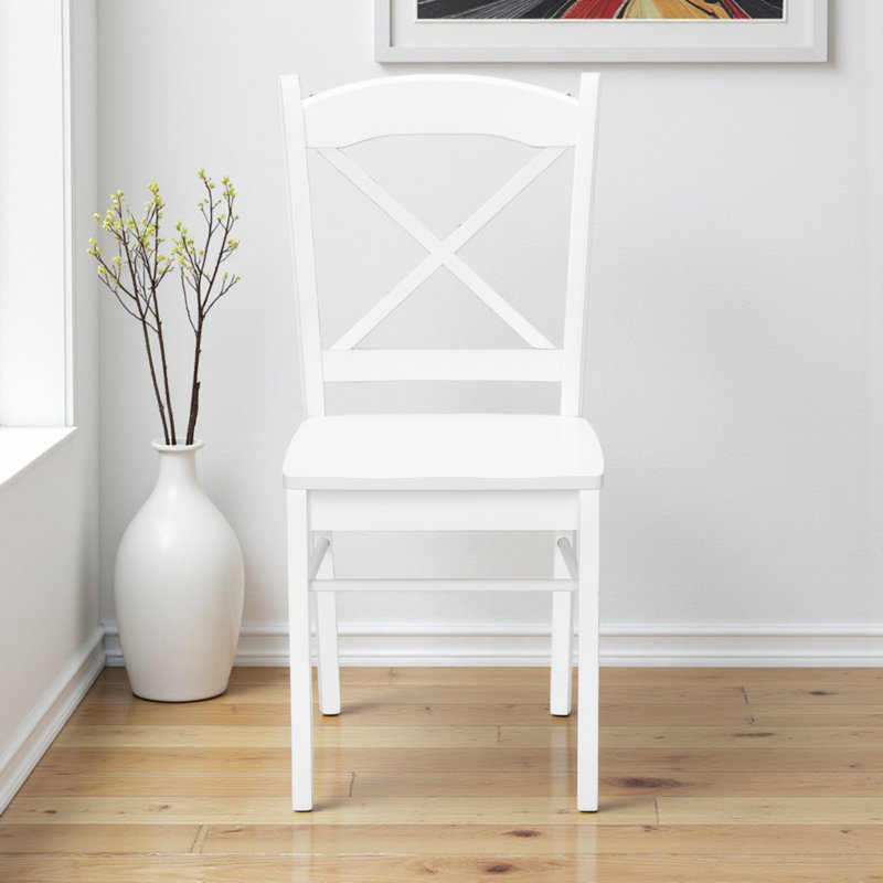 Chaise de salle à manger en bois manufacturé blanc massif Jordan, H 35,47 po x l 17,21 po x P 19,13 po