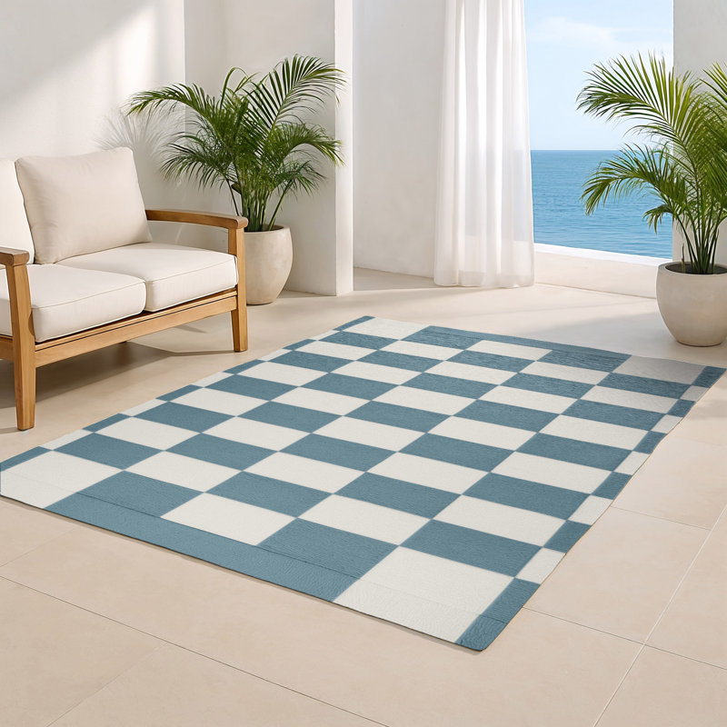 Tapis d'intérieur et d'extérieur à carreaux beige, Rectangulaire 2 pi x 3 pi