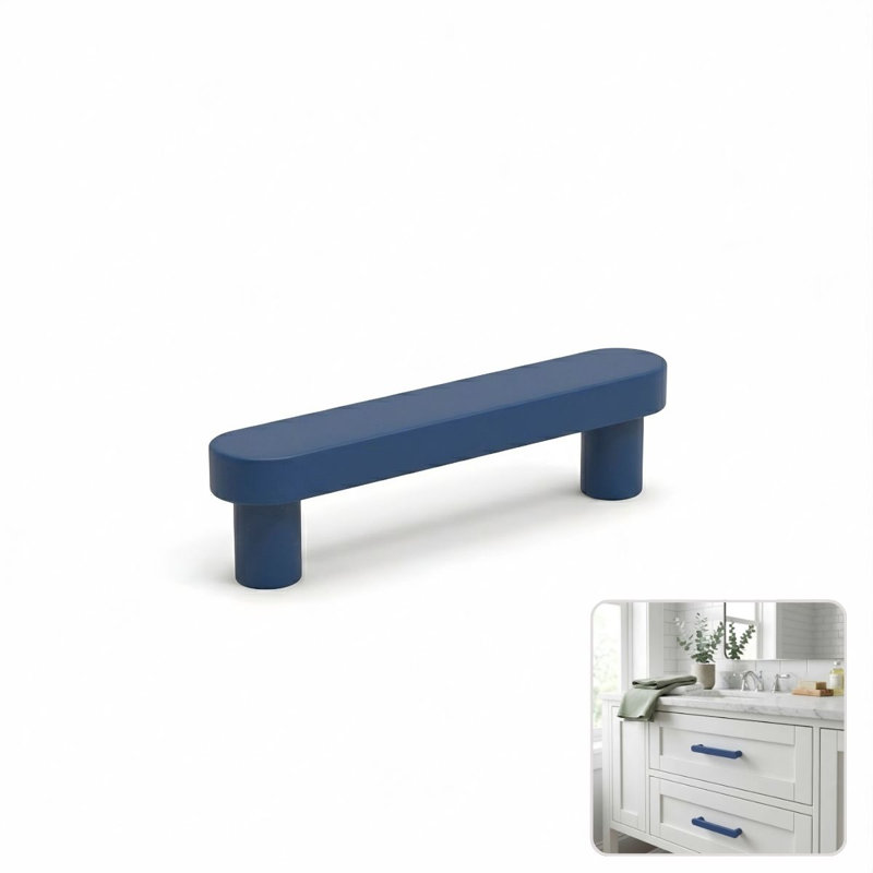 ROUS Hardware Mid-Century Modern Cabinet Handle 1-Count, 4'', Polo (Navy Blue)