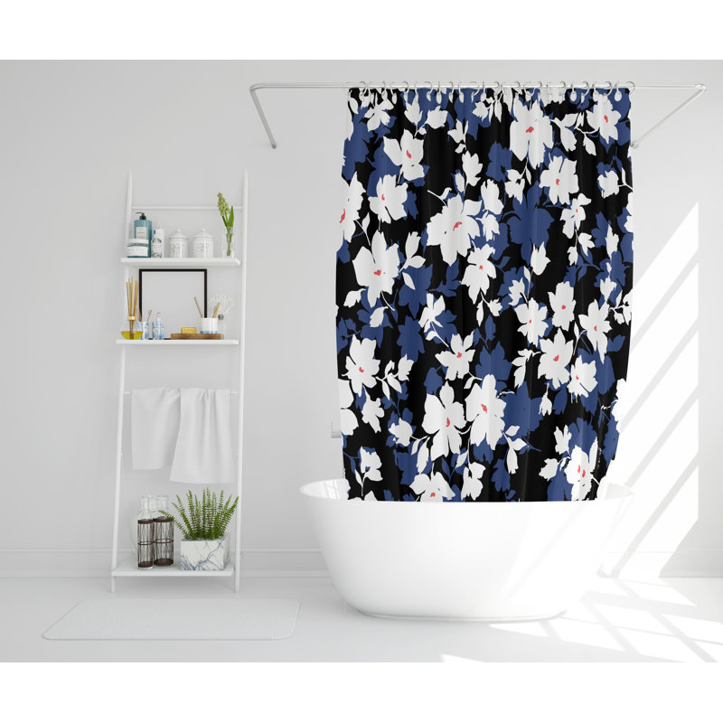 Waterhouse Polyester Shower Curtain Set, 168cm H x 168cm W, Blue/Black
