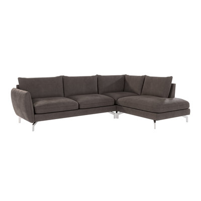 Modern L-shape Corner Sofa  with Silver Metal Legs
