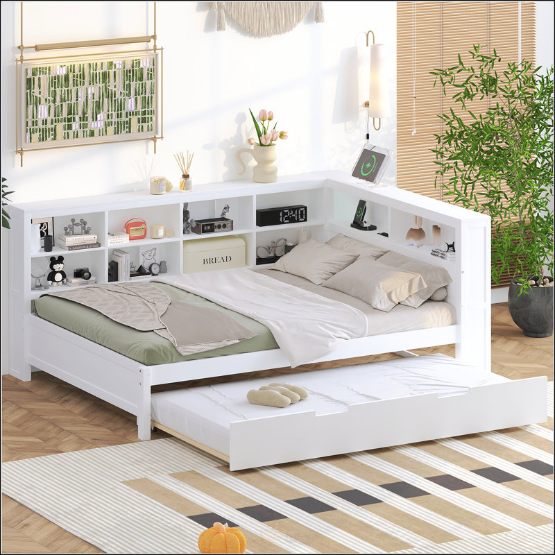 Lit de jour en bois avec lit gigogne simple