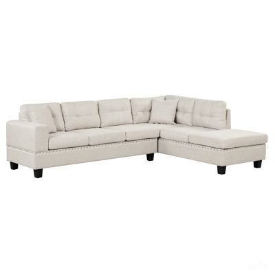 Ari L-Shaped Sectional Sofa with Storage Ottoman & 2 Pillows