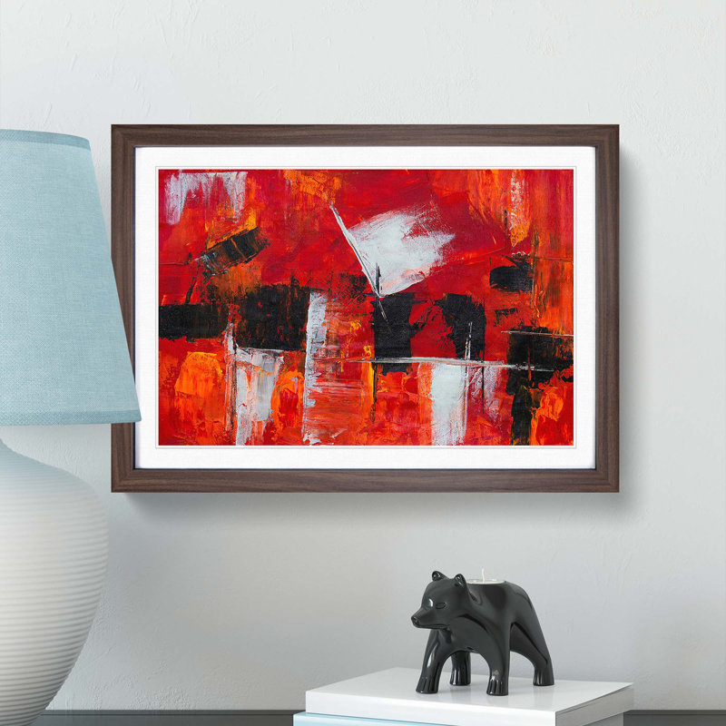 Abstract Art Painting Vol.263 by S.Johnson - Picture Frame Painting Print, 27cm H x 36cm W x 2cm D, Walnut Framed