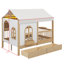 Lit double de style maison avec bibliothèque latérale et bande à DEL, structure de lit de maison de jeu avec garde-corps surélevés-2092819815
