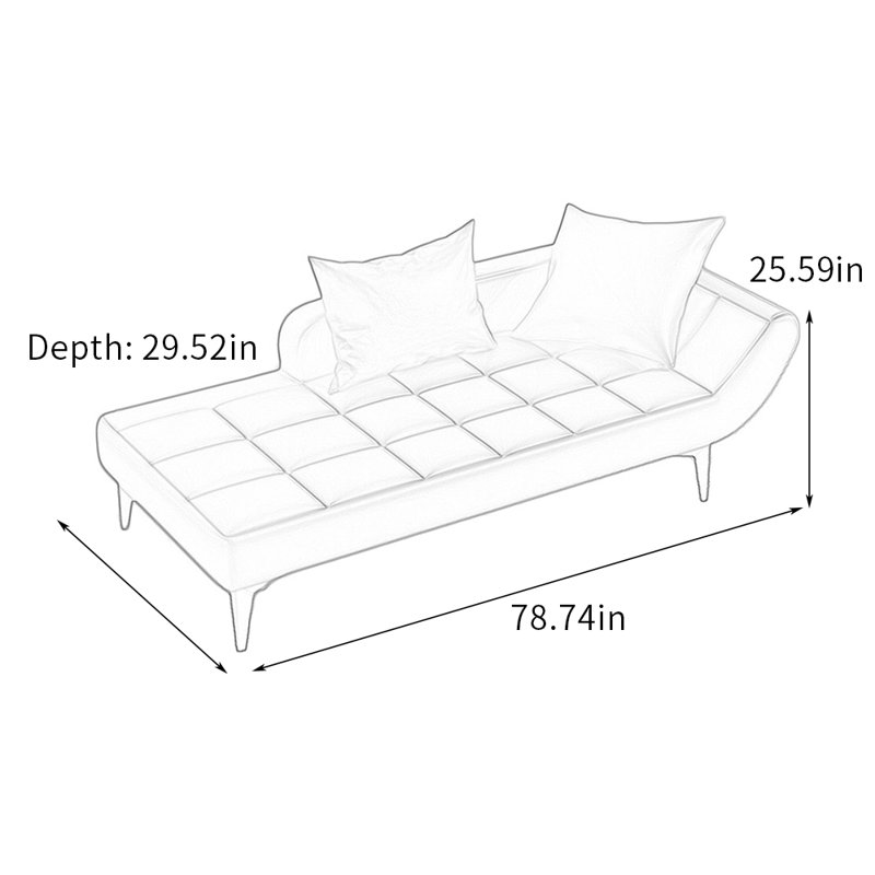Chaise longue en similicuir durable, Accoudoir à droite (vu de face), Similicuir gris