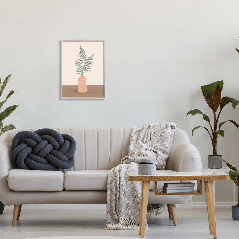 Botanical Herb Ferns Roots Aztec Planted Patterned Vasegray Farmhouse Rustic Oversized, H 16 po x l 20 po