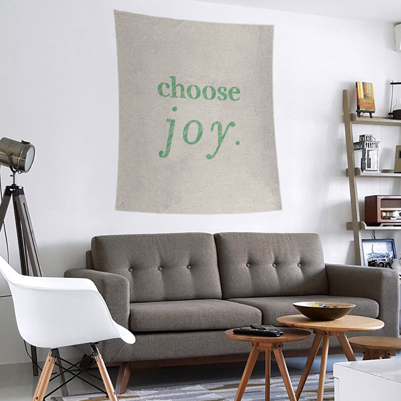 Tapisserie de polyester, choisir la joie citation, H 27,5 po x l 37,5 po, Blanc / Vert