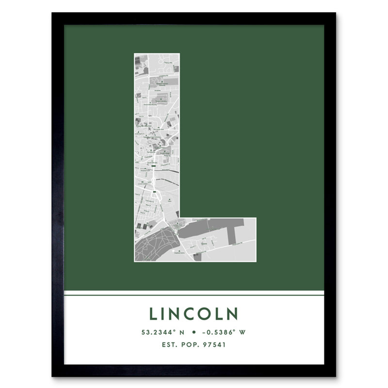 Lincoln England United Kingdom City Map by Wee Blue Coo - Single Picture Frame Typography