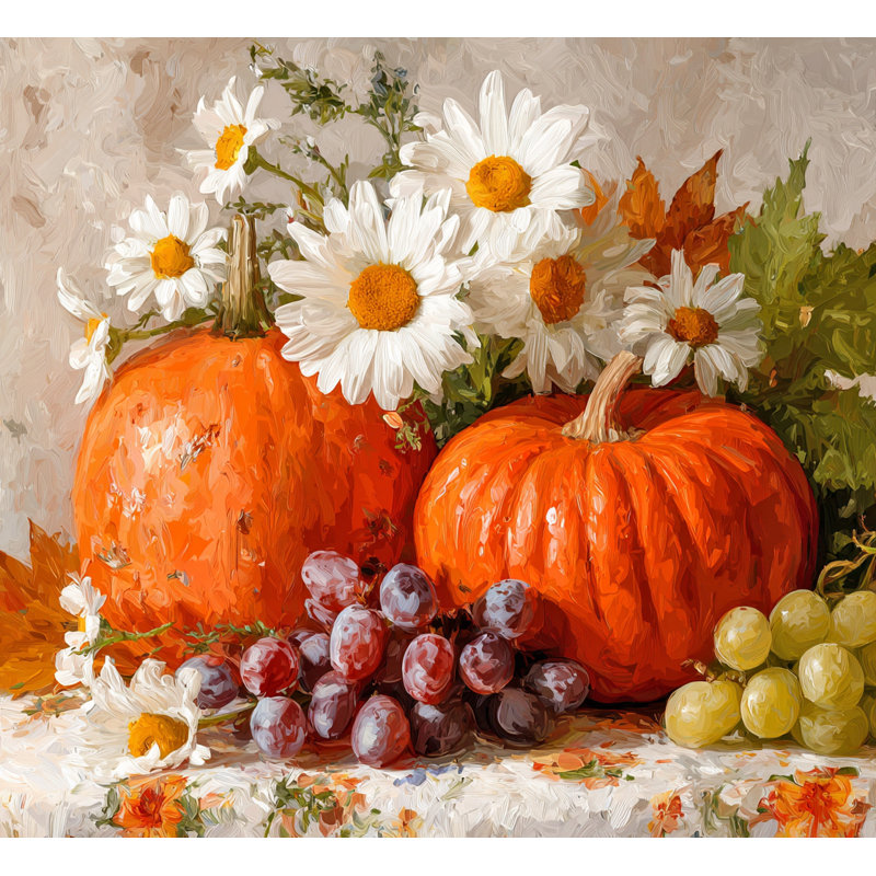 «Harvest Still Life with Pumpkins», art mural sur toile, H 20 po x l 20 po