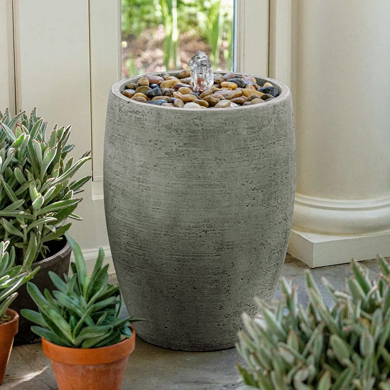 Soma Hand Crafted Weather Resistant Column Fountain, Alpine Stone