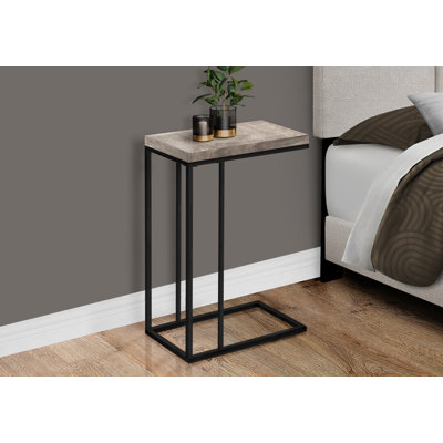 Table d'appoint en forme de C en métal et stratifié pour les collations, le salon, la chambre à coucher Donohue