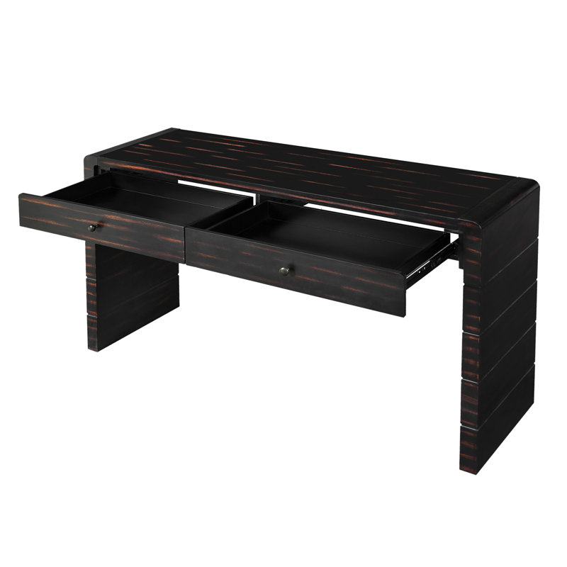 Console courbée avec rangement, Noir patiné