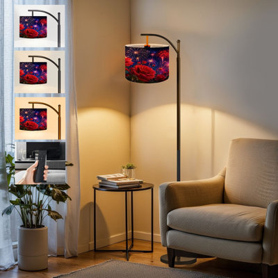 Lampe sur pied Arc Vibrant Red Roses Glitter Colorful Fireworks Night Sky Tall