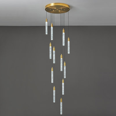 Grand luminaire suspendu moderne en cristal à lustre à intensité variable pour le hall d'entrée (12 lumières)