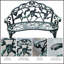 Banc d'extérieur en fonte d'aluminium Outsunny avec accents floraux roses, finition antique et sièges spacieux pour deux