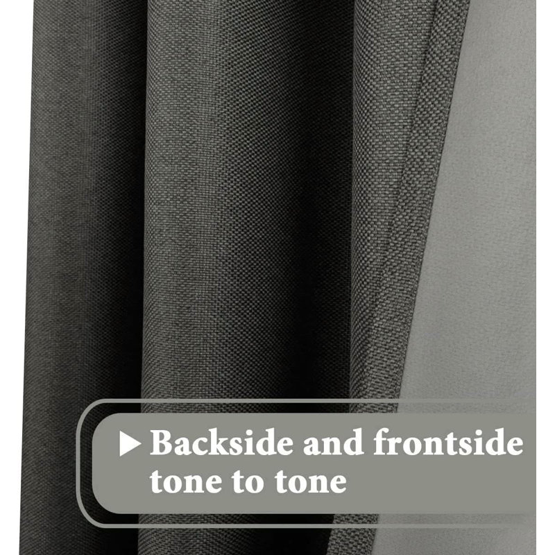 Linen Blackout Curtain for Bedroom/Living Room Thermal Insulated Grommet Linen Look Curtain Drapes Primitive Textured Burlap Effect Window Drapes 1 Panel