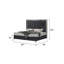 Grand lit tapissier contemporain avec rangement pratique et velours en tissu d'ameublement hydraulique gris minuit