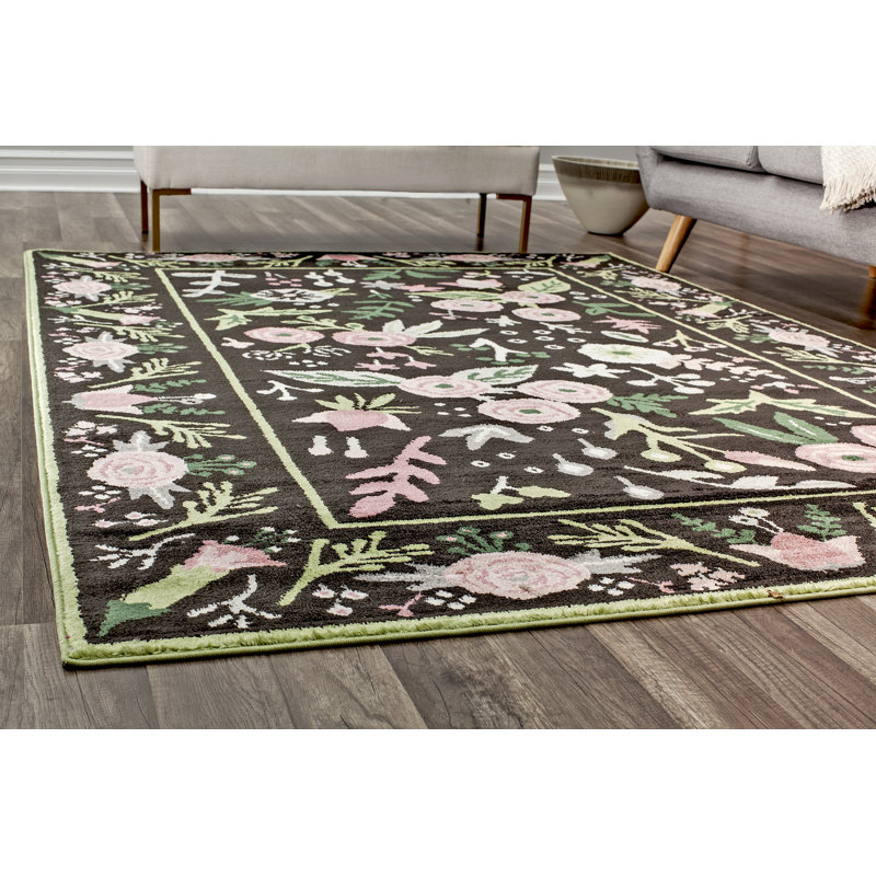 Valentina Floral Gardenia Pink Onyx Area Rug, Rectangle 8' x 10'