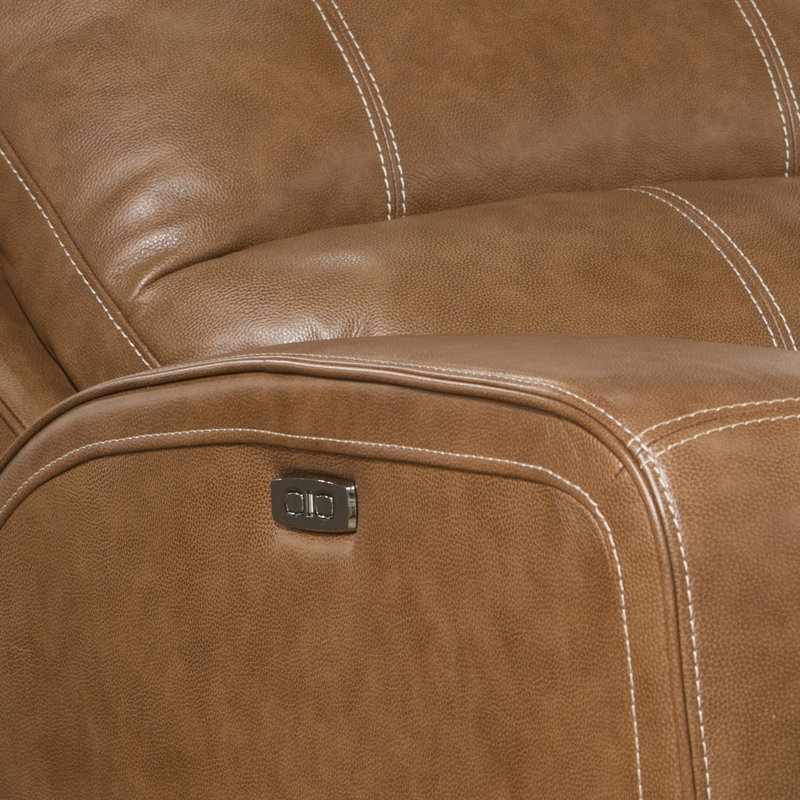 Fauteuil inclinable électrique en cuir fleur 41 po avec repose-tête réglable et accoudoirs carrés, Similicuir brun